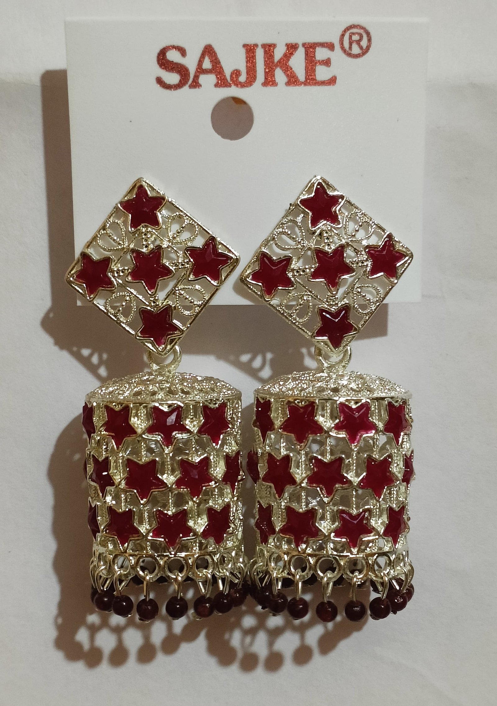 Antique Designer Oxidized Jhumka Earrings for beautiful girls & women Maroon & Silver